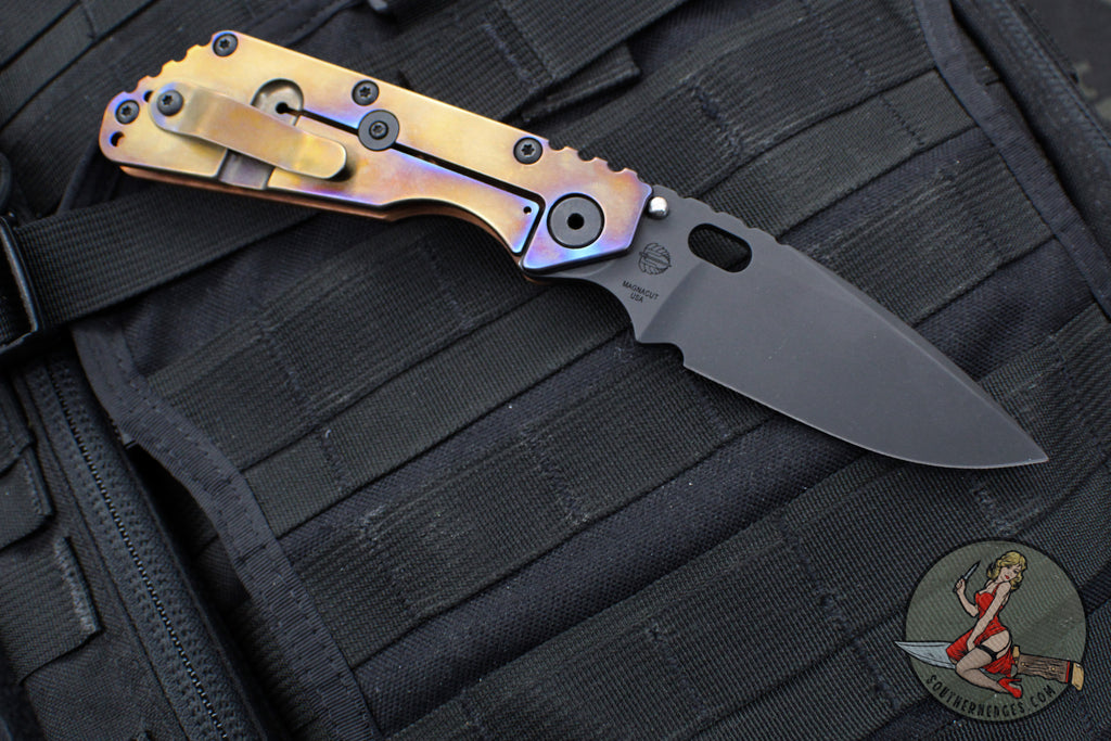 Strider SMF Folder- Drop Point- Gunner Grip Copper Top- Bronzed Anodiz ...