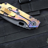 Strider SMF Folder- Drop Point- Gunner Grip Copper Top- Bronzed Anodized Titanium Bottom Handle- Black Magnacut Blade