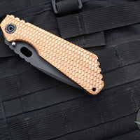 Strider SMF Folder- Drop Point- Gunner Grip Copper Top- Bronzed Anodized Titanium Bottom Handle- Black Magnacut Blade