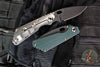Mick Strider SnG Folder- Spearpoint- Dark Green G-10/ Stonewash Titanium- Black 20CV Steel Blade