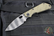 Strider Knives SnG Folder- Drop Point- OD Crosshatch G-10 Handle- Flamed Ti Lock Side- Tiger Stripe Finished Blade