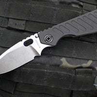 Mick Strider SnG Folder- Drop Point- Black Slotted Aluminum/ Flamed Titanium Handle- Stonewash Finished Blade