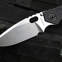 Mick Strider SnG Folder- Drop Point- Black Slotted Aluminum/ Flamed Titanium Handle- Stonewash Finished Blade