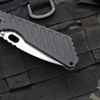 Mick Strider SnG Folder- Drop Point- Black Slotted Aluminum/ Flamed Titanium Handle- Stonewash Finished Blade