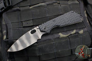 Strider Knives SnG Folder- Drop Point- Black Tire Tread Pattern G-10 Handle- Flamed Ti Lock Side- Tiger Stripe Finished Blade