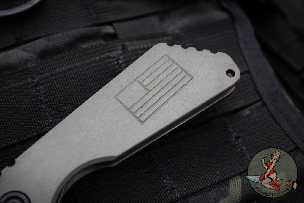 Strider Knives SnG Folder- Drop Point- Gray Finished Aluminum Flag Han ...