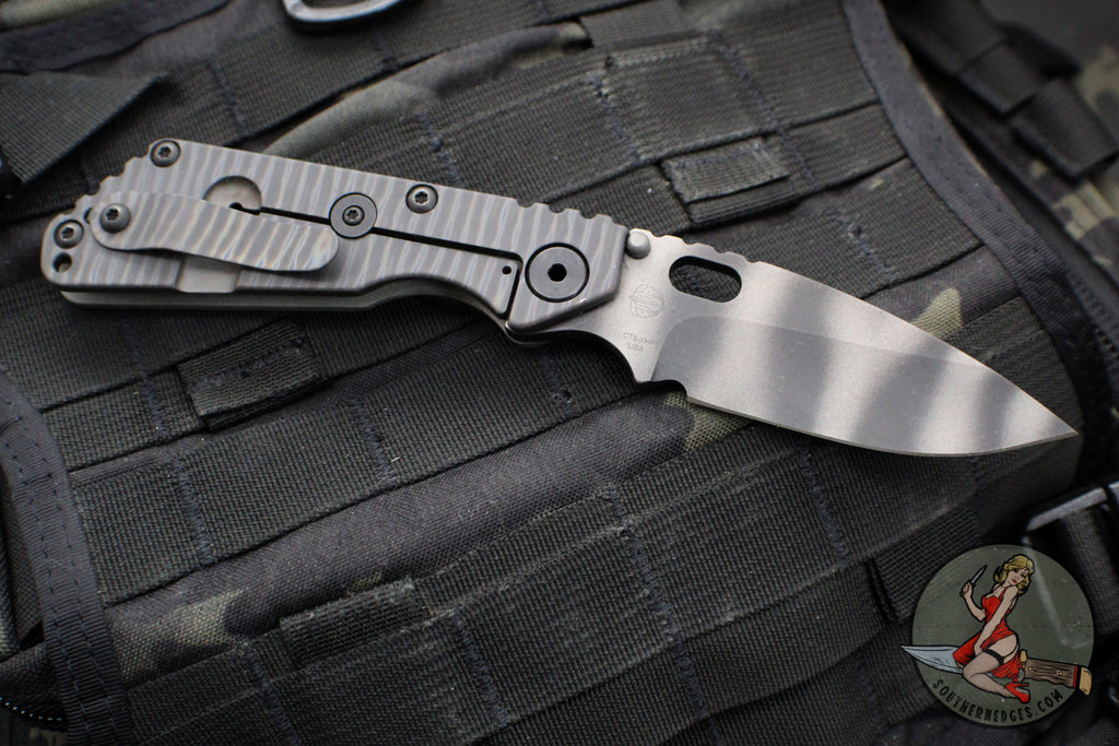 Strider Knives SnG Folder- Drop Point- Gray Finished Aluminum Flag Han ...