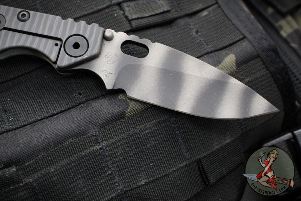 Strider Knives SnG Folder- Drop Point- Gray Finished Aluminum Flag Han ...