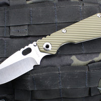 Mick Strider SnG Folder- Drop Point- OD Green Rifle Pattern G-10/ Stonewash Titanium- Stonewash Blade