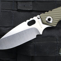 Mick Strider SnG Folder- Drop Point- OD Green Rifle Pattern G-10/ Stonewash Titanium- Stonewash Blade