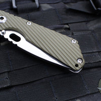 Mick Strider SnG Folder- Drop Point- OD Green Rifle Pattern G-10/ Stonewash Titanium- Stonewash Blade