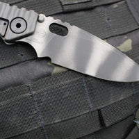 Strider Knives SnG Folder- Drop Point- Black Tire Tread Pattern G-10 Handle- Flamed Ti Lock Side- Tiger Stripe Finished Blade