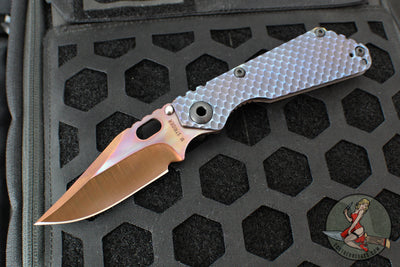 Strider Knives SnG- Clip Point- CC- Special Anodized Double Titanium Gunner Grip Handle- Thermal Color Finished Magnacut Blade