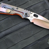 Strider Knives SnG- Drop Point- Special Anodized Titanium Contoured Gunner Grip Scale- Orange G-10 Gunner Grip Scale- Thermal Color Finished Magnacut Blade