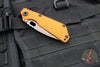 Strider Knives SnG- Drop Point- Special Anodized Titanium Contoured Gunner Grip Scale- Orange G-10 Gunner Grip Scale- Thermal Color Finished Magnacut Blade