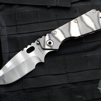 Mick Strider XL Folder- Disruptive Strider Striped Titanium Handle- Ghost Flamed Finished Magnacut Steel Spearpoint Blade v2