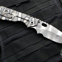 Mick Strider XL Folder- Disruptive Strider Striped Titanium Handle- Ghost Flamed Finished Magnacut Steel Spearpoint Blade v2