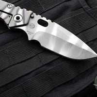 Mick Strider XL Folder- Disruptive Strider Striped Titanium Handle- Ghost Flamed Finished Magnacut Steel Spearpoint Blade v2