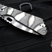 Mick Strider XL Folder- Disruptive Strider Striped Titanium Handle- Ghost Flamed Finished Magnacut Steel Spearpoint Blade v2