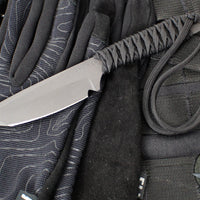 Strider Knives Fixed Blade- Tanto Edge- Black Cord- Black D2 Blade