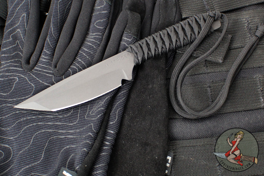 Strider Knives Fixed Blade- Tanto Edge- Black Cord- Black D2 Blade