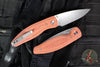 Three Rivers Manufacturing- Atom- Linerlock- Contoured Autumn Orange Micarta Handle- Stonewash 20CV Blade