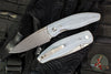 Three Rivers Manufacturing- Atom- Linerlock- Contoured Blue Denim Handle- Stonewash 20CV Blade