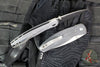 Three Rivers Manufacturing- Atom- Linerlock- Contoured Lizard Skin Pattern Jet Black G-10 Handle- Stonewash 20CV Blade