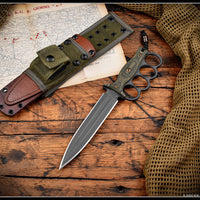 RMJ Trench Raider- Knuckle Duster Trench Knife! Dirty Olive G-10