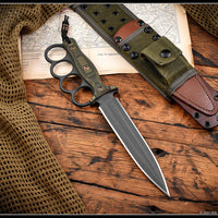 RMJ Trench Raider- Knuckle Duster Trench Knife! Dirty Olive G-10