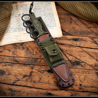 RMJ Trench Raider- Knuckle Duster Trench Knife! Dirty Olive G-10