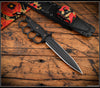 RMJ Trench Raider- Knuckle Duster Trench Knife! Graphite Black Finished- Black G-10- Black/Poppies Sheath