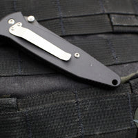 Vintage 10/1998 Microtech MINI Socom Elite- Manual- Black Handle- Black Part Serrated Blade