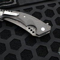 Walter Brend Custom Knives- Blade Show 2014 Mamba Flipper- Carbon Fiber Handle- Damascus Hand Ground Blade