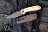 Zero Tolerance Model 0512 - Out The Side Button Auto- Natural Micarta Top handle- Dark Bronze Anodized Titanium Bottom Handle- Dark Bronze Finished Cru Wear Blade 0512