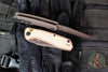Zero Tolerance Model 0512 - Out The Side Button Auto- Natural Micarta Top handle- Dark Bronze Anodized Titanium Bottom Handle- Dark Bronze Finished Cru Wear Blade 0512