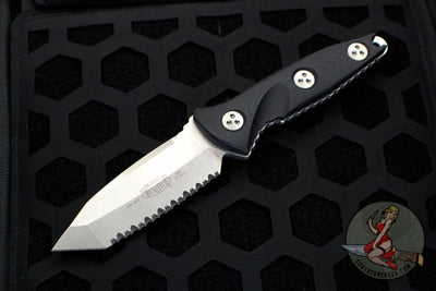 Microtech Socom Alpha Fixed Blade- Mini- Tanto Edge- Stonewash Full Serrated Blade 114M-12