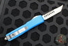 Microtech Ultratech OTF Knife- Hellhound- Blue Handle- Stonewash Blade 119-10 BLS