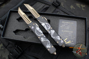 Microtech Ultratech OTF Knife Set- Hellhound & Warhound- Death Card Finished Handle- Apocalyptic Bronze Finished Blade 119-13 SETDCS