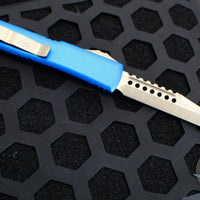Microtech Ultratech OTF Knife- Warhound- Blue Handle- Bronzed Blade 119W-13 BLS
