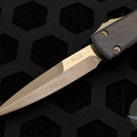 Microtech Ultratech OTF Knife- Bayonet Edge- Carbon Fiber Top- Bronze Apocalyptic Finished Blade 120-13 APCFS