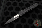 Microtech Ultratech II Stepped OTF Knife- Bayonet Edge- Black Tactical With Black Part Serrated Blade 120II-2 TS