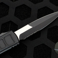 Microtech Ultratech II Stepped OTF Knife- Bayonet Edge- Black Tactical With Black Part Serrated Blade 120II-2 TS