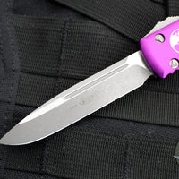 Microtech Ultratech OTF Knife- Single Edge- Violet Handle- Apocalyptic Blade 121-10 APVI