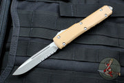 Microtech Ultratech Single Edge OTF Knife Tan G-10 Top Apocalyptic Finished Part Serrated Blade 121-11 APGTTAS