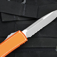 Microtech Ultratech OTF Knife- Distressed Orange Handle- Stonewash Part Serrated Blade 121-11 DOR