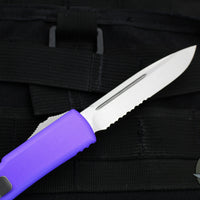 Microtech Ultratech OTF Knife- Purple Handle- Stonewash Part Serrated Blade 121-11 PU