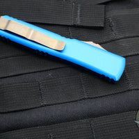 Microtech Ultratech OTF Knife- Single Edge- Blue Handle- Bronze Apocalyptic Blade 121-13 APBL