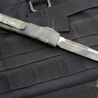 Microtech Ultratech OTF Knife- Single Edge- Olive Camo Handle- Olive Camo Finished Plain Blade 121-1 OCS