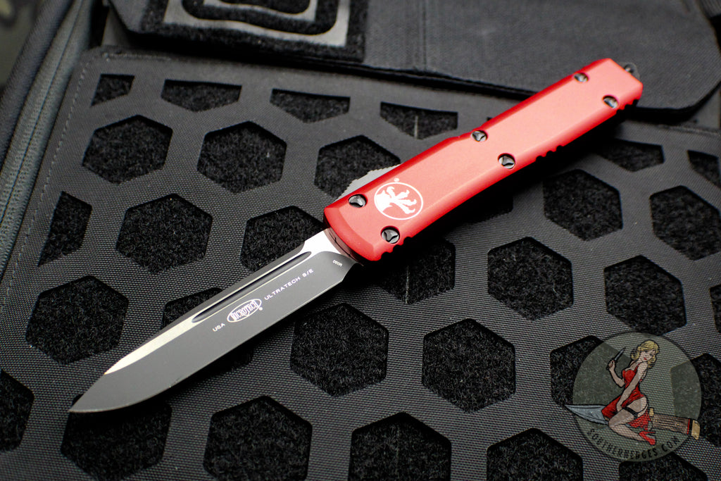 Microtech Ultratech Red Single Edge SE OTF Knife Black Blade 121-1 RD